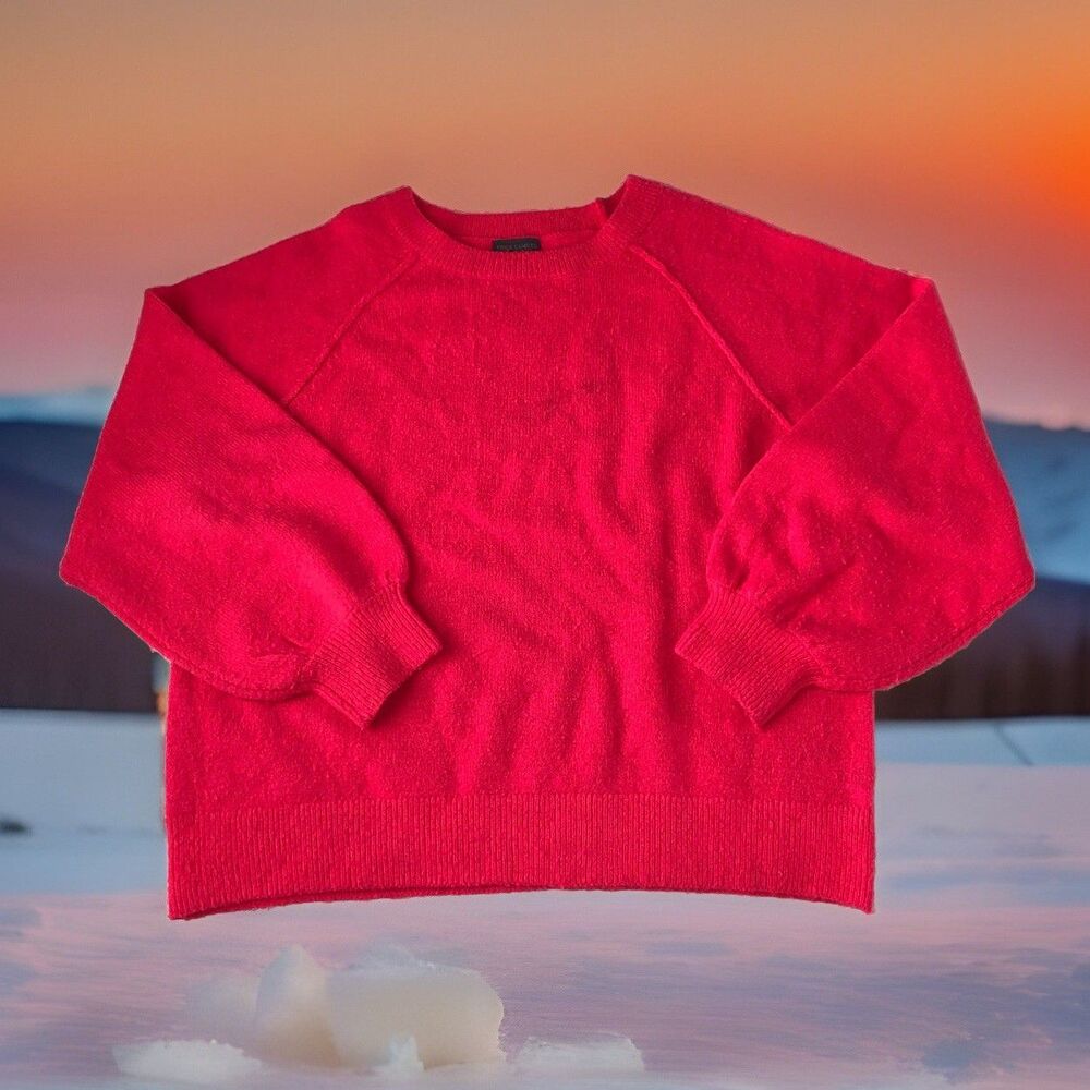 Vince Camuto Hot Pink Crewneck Sweater Balloon Sleeve Raglan Knit Small